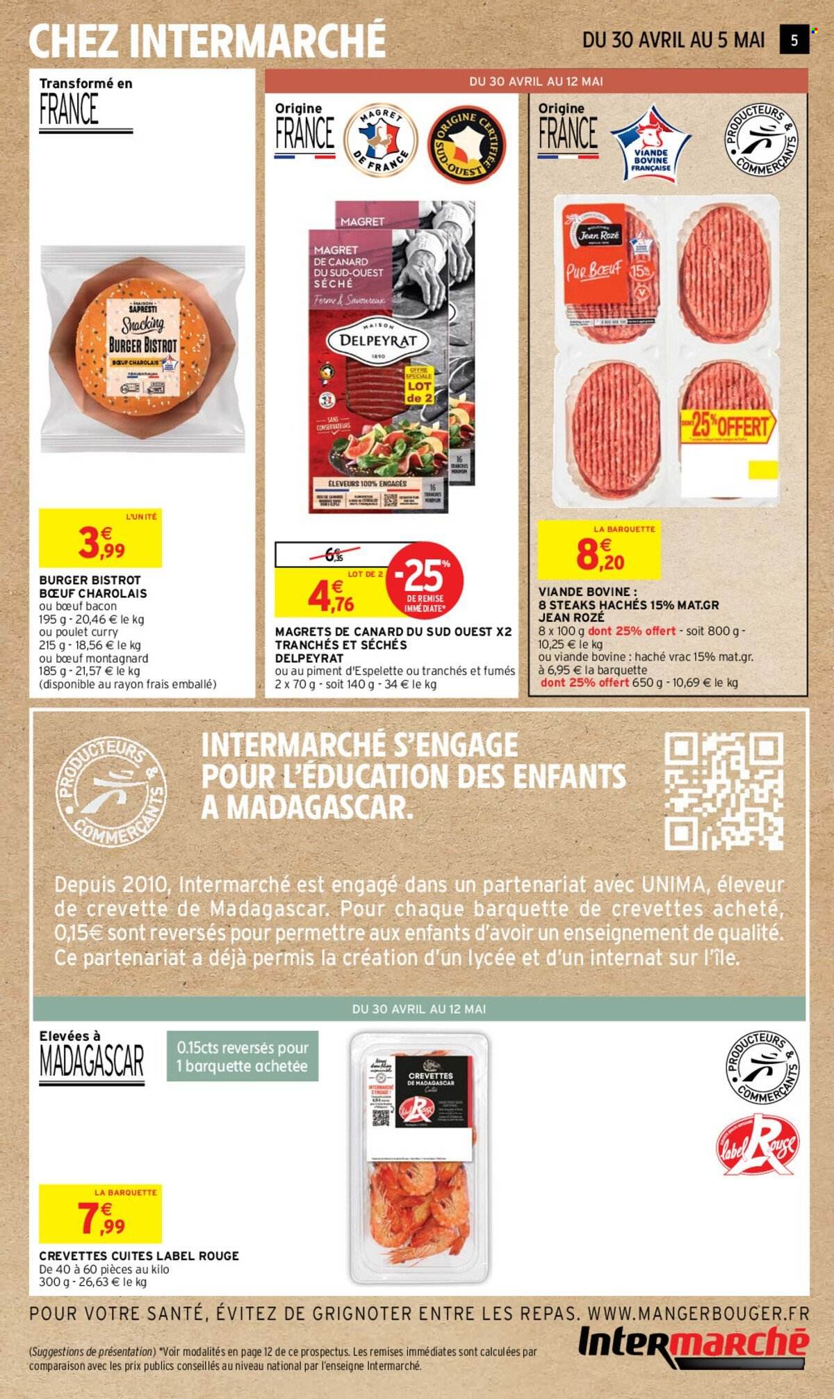 thumbnail - Catalogue Intermarché - 30/04/2024 - 12/05/2024 - Produits soldés - viande, viande boeuf, steak haché, viande hachée, viande de canard. Page 5.