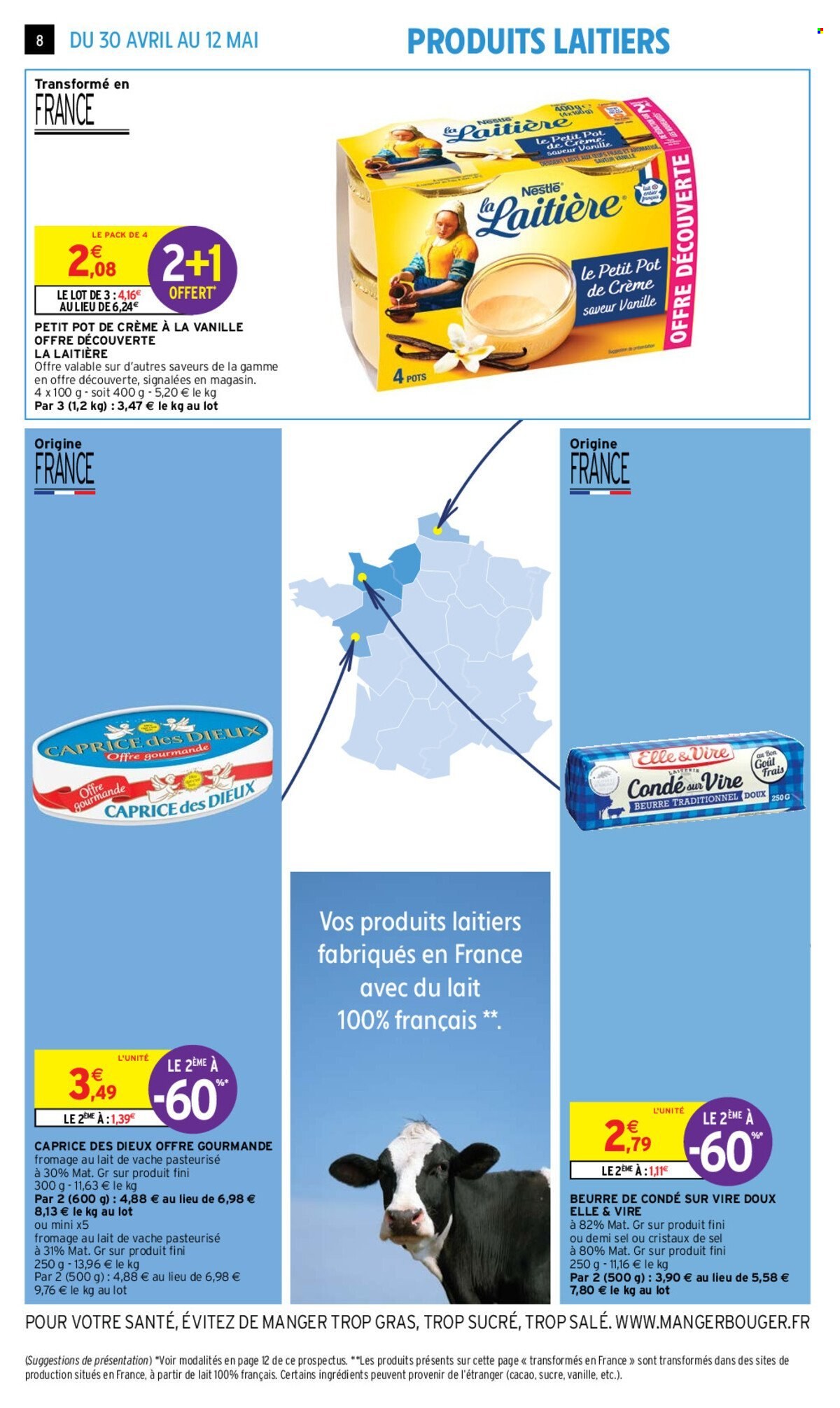 thumbnail - Catalogue Intermarché - 30/04/2024 - 12/05/2024 - Produits soldés - fromage, Caprice des Dieux, Elle & Vire, beurre, dessert au lait. Page 8.