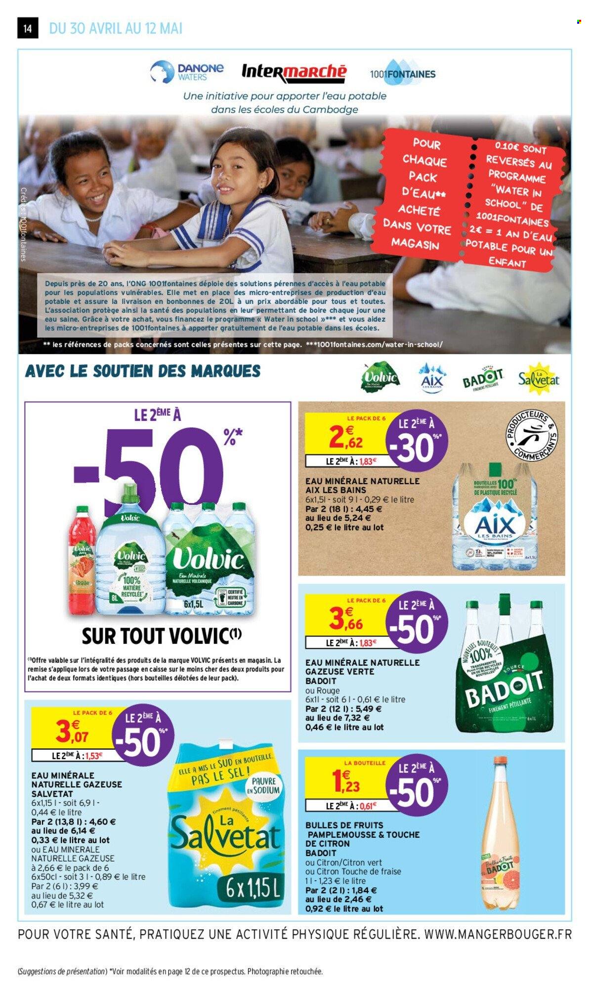 thumbnail - Catalogue Intermarché - 30/04/2024 - 12/05/2024 - Produits soldés - boisson aux fruits, Badoit, boire, eau minérale, eau minérale naturelle. Page 14.