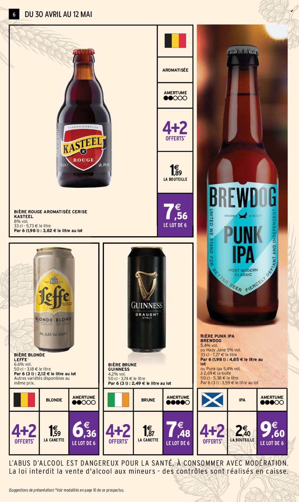 thumbnail - Catalogue Intermarché - 30/04/2024 - 12/05/2024 - Produits soldés - bière brune, bière, alcool, Brewdog, Leffe, bière blonde. Page 6.