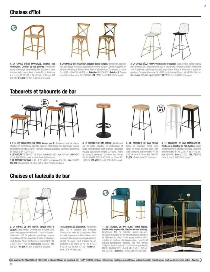 thumbnail - Catalogue Maisons du Monde - Produits soldés - chaise de bar, tabouret de bar. Page 18.