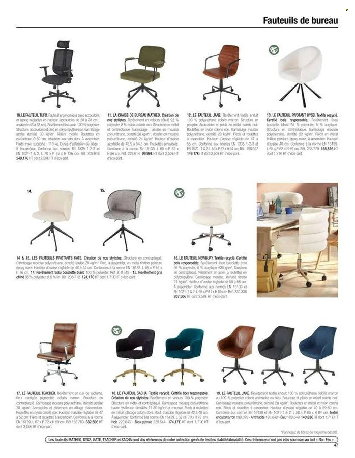 thumbnail - Catalogue Maisons du Monde - Produits soldés - chaise de bureau, fauteuil. Page 35.