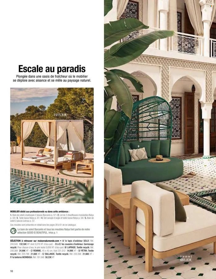 thumbnail - Catalogue Maisons du Monde - Produits soldés - table, tapis, canapé, canapé d'angle, table basse, bain de soleil, lanterne. Page 59.