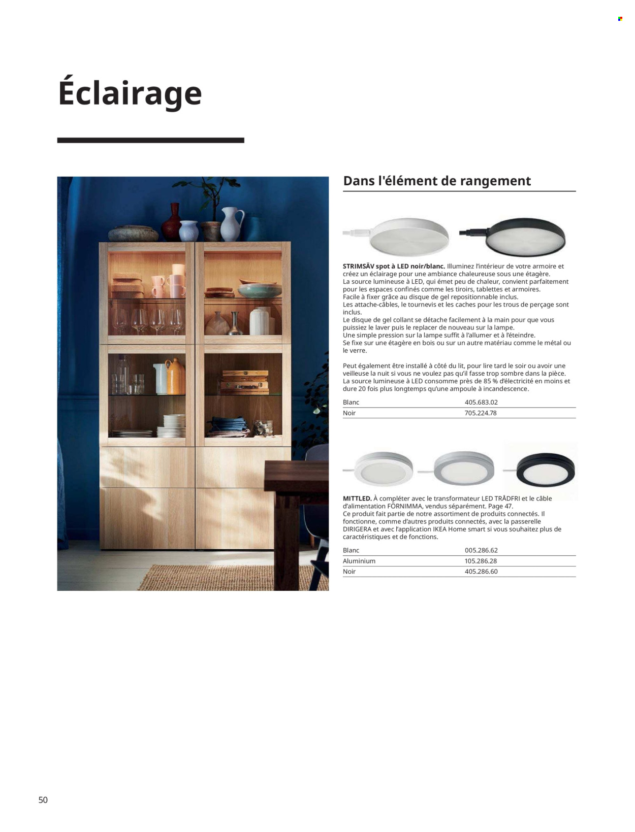 thumbnail - Catalogue IKEA - Produits soldés - coffret, verre, pile alcaline, vitrine, lampe, veilleuse. Page 50.