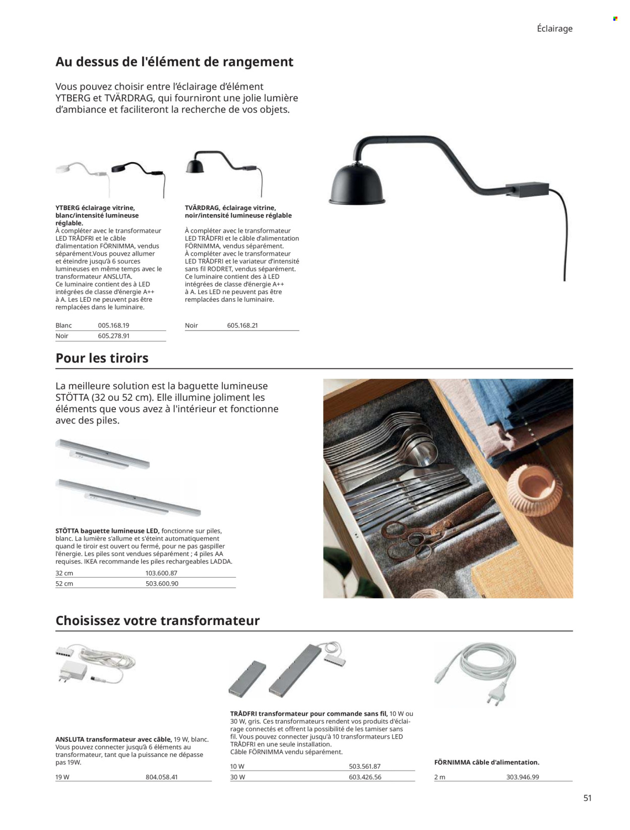 thumbnail - Catalogue IKEA - Produits soldés - coffret, verre, pile alcaline, vitrine, lampe, veilleuse. Page 51.