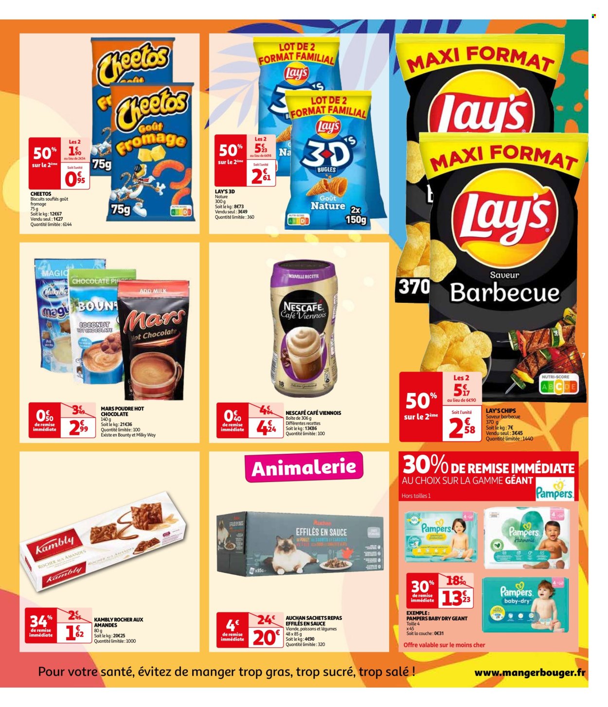 thumbnail - Catalogue Auchan - 26/04/2024 - 04/05/2024 - Produits soldés - viande, chips, Lay’s, Nescafé, Pampers. Page 7.