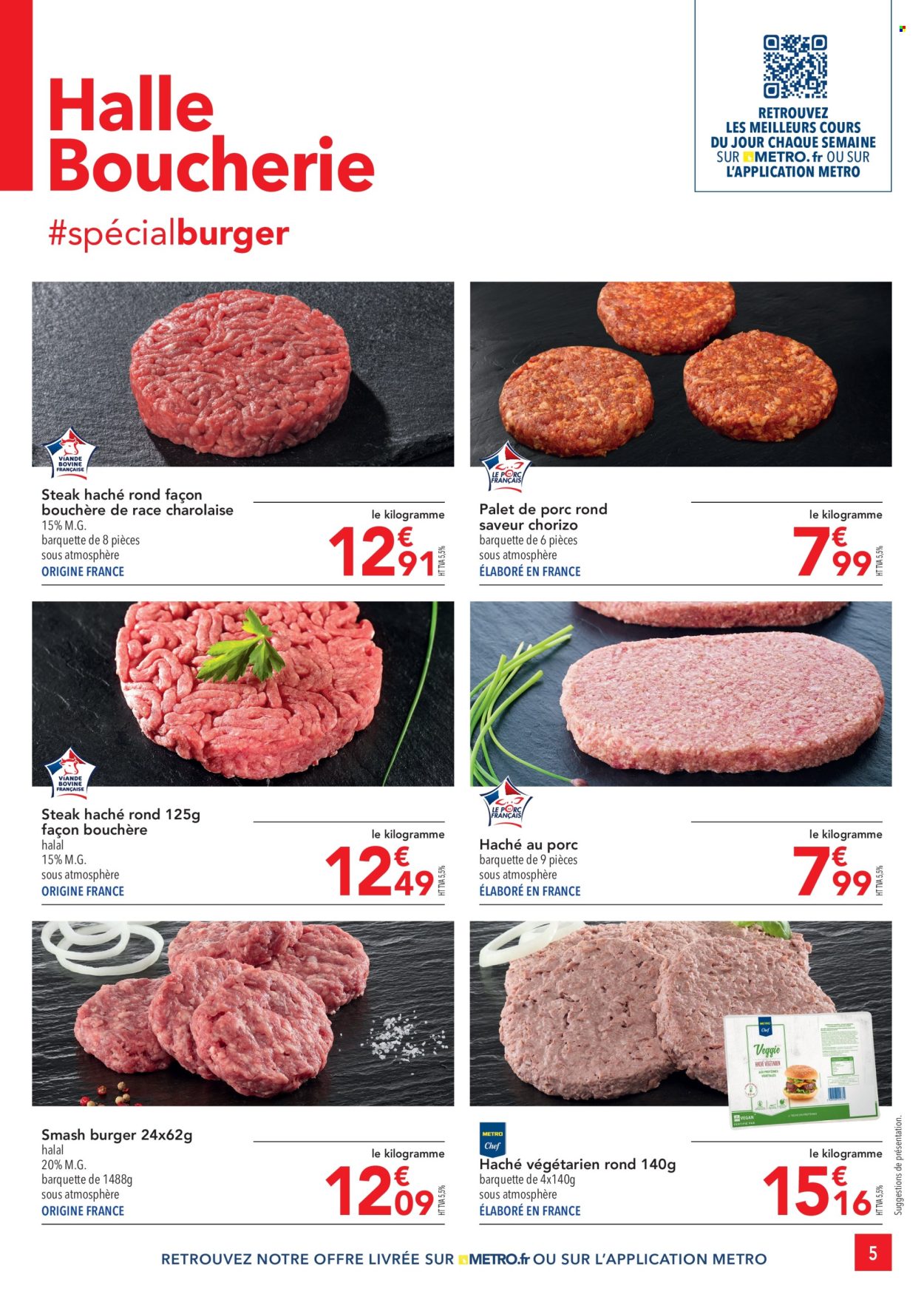 thumbnail - Catalogue Metro - 25/04/2024 - 22/05/2024 - Produits soldés - steak haché, viande hachée, chorizo, fleur. Page 5.