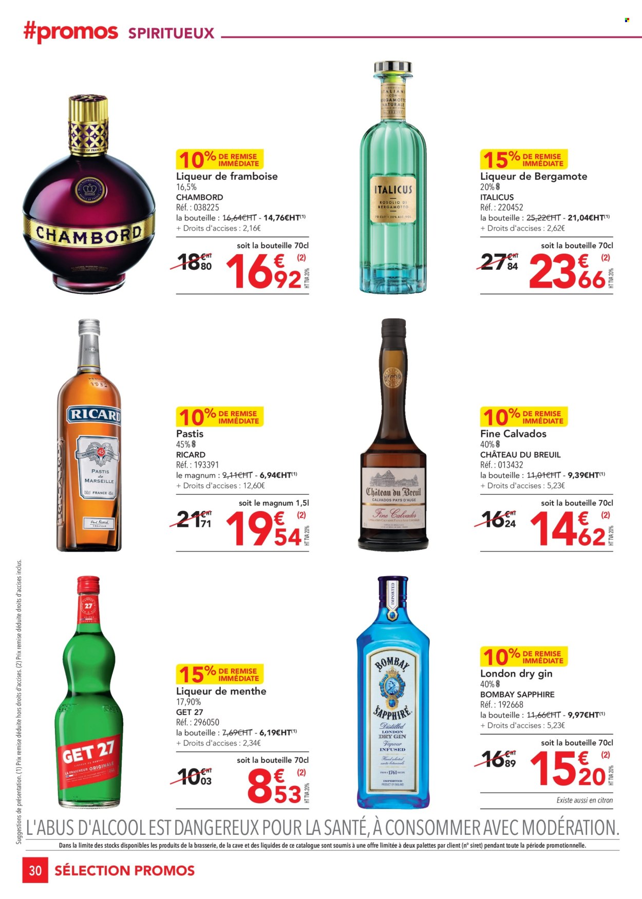 thumbnail - Catalogue Metro - 25/04/2024 - 22/05/2024 - Produits soldés - alcool, citron, calvados, gin, pastis, liqueur. Page 30.