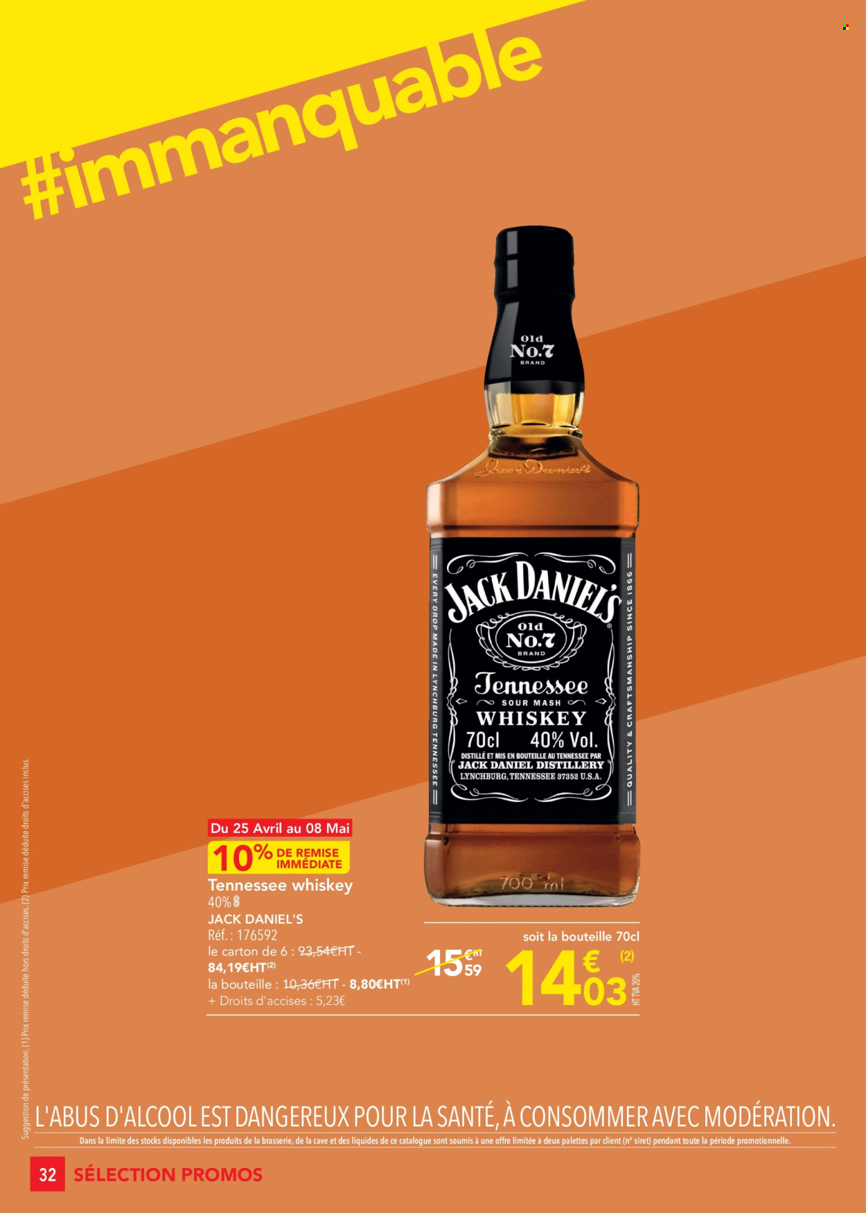 thumbnail - Catalogue Metro - 25/04/2024 - 22/05/2024 - Produits soldés - whisky, Jack Daniel. Page 32.