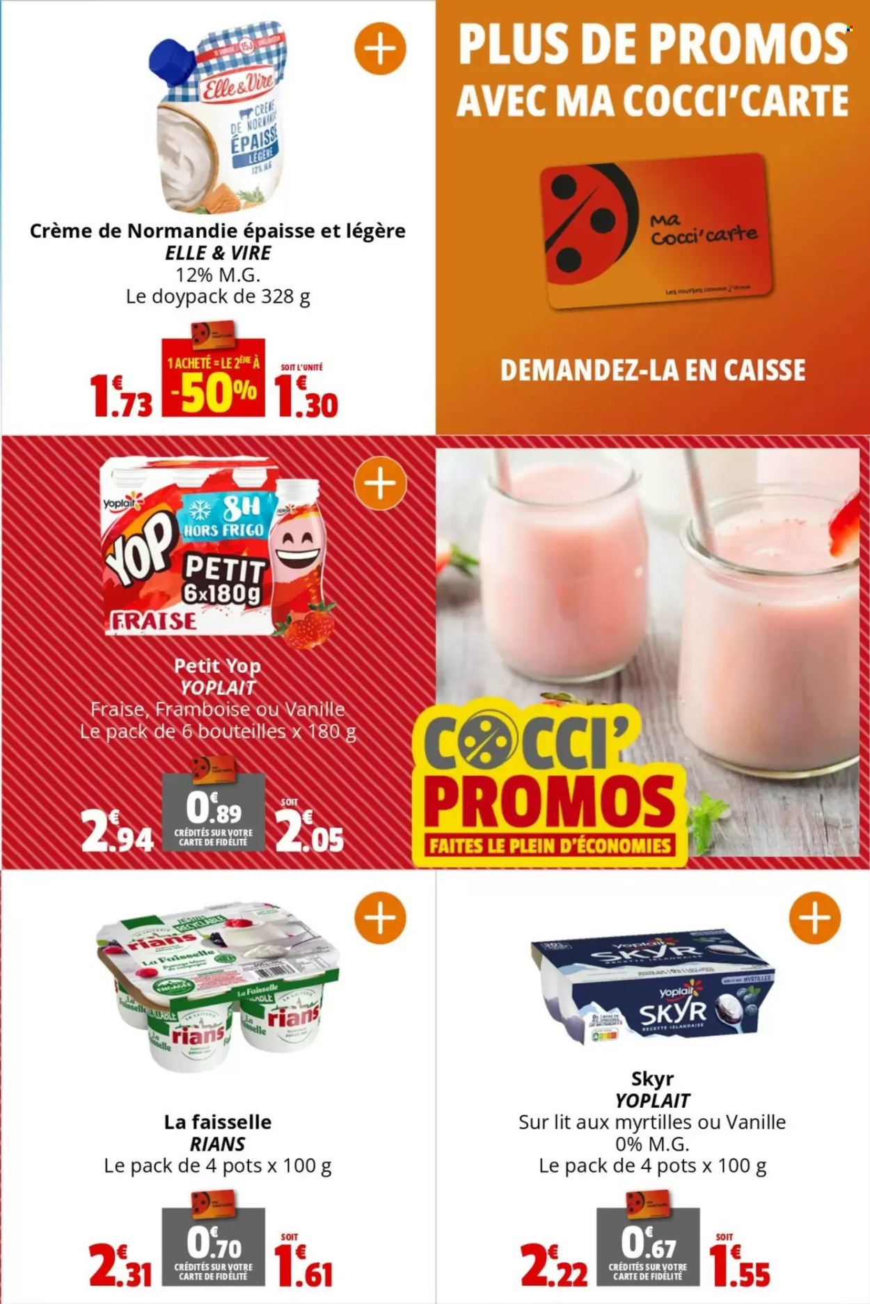 thumbnail - Catalogue CocciMarket - 24/04/2024 - 05/05/2024 - Produits soldés - fraises, faisselle, yaourt, Elle & Vire, skyr, Yoplait, boisson au yaourt. Page 11.