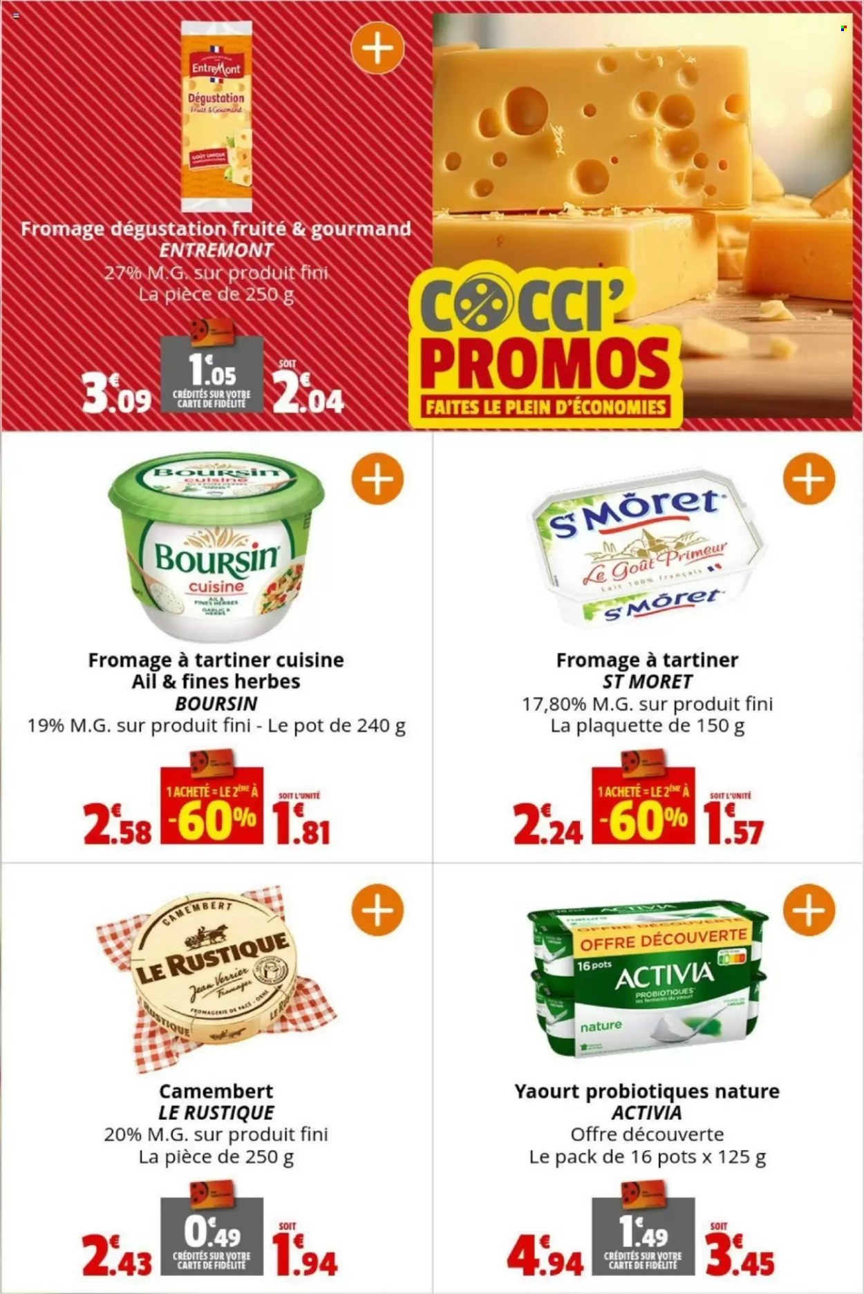 thumbnail - Catalogue Coccinelle Express - 24/04/2024 - 05/05/2024 - Produits soldés - Boursin, camembert, fromage, fromage à tartiner, Activia, yaourt, lait. Page 12.