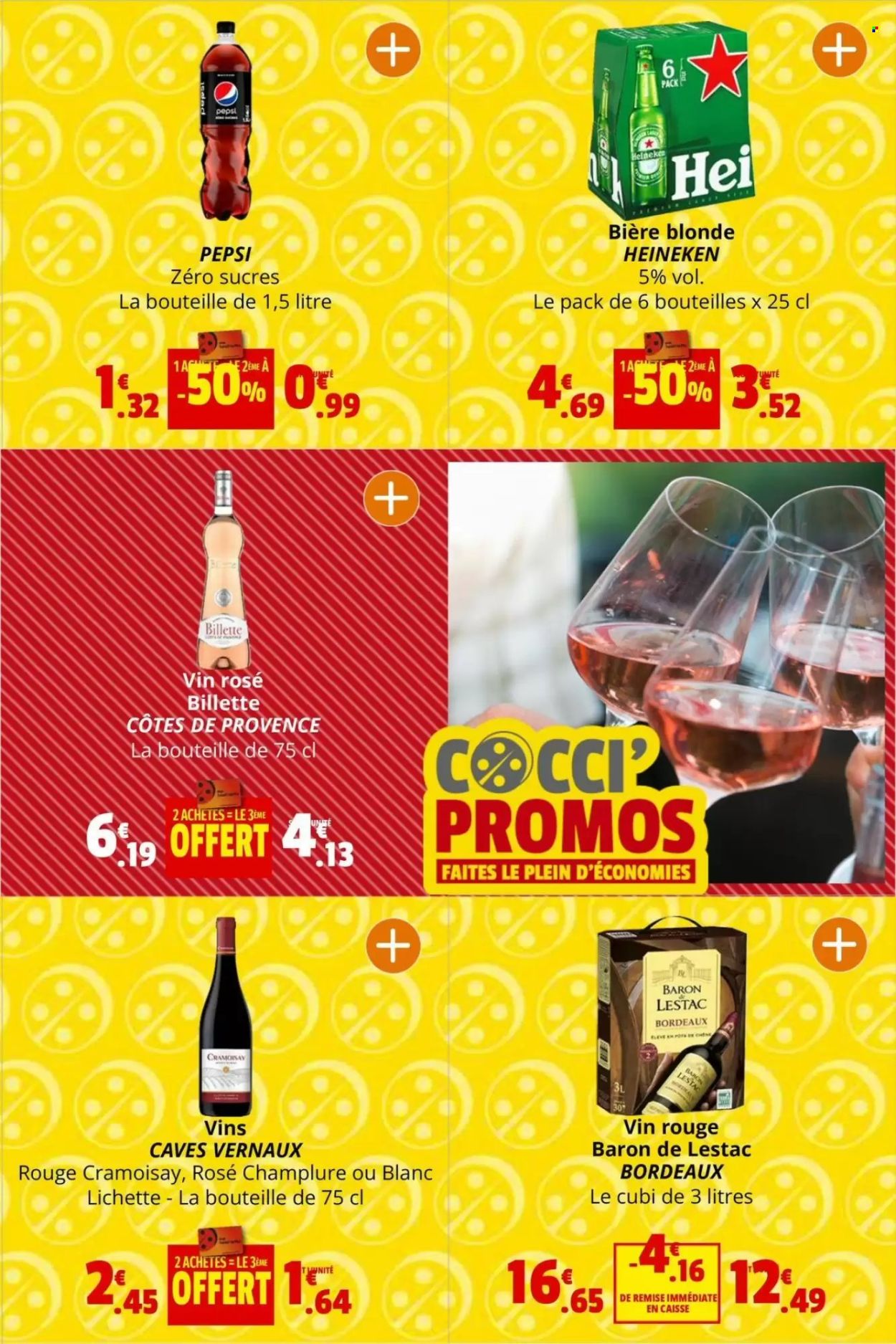 thumbnail - Catalogue Coccinelle Supermarché - 24/04/2024 - 05/05/2024 - Produits soldés - bière, bière blonde, alcool, Heineken, Pepsi, boire, Bordeaux, vin rosé, vin rouge, vin. Page 5.