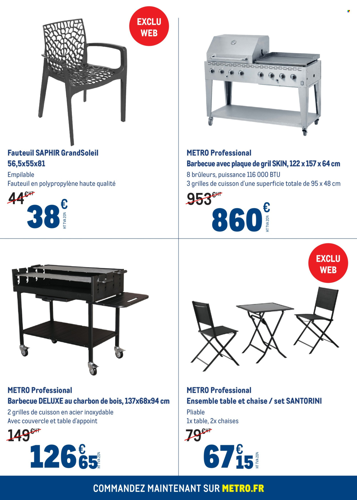 thumbnail - Catalogue Metro - 25/04/2024 - 22/05/2024 - Produits soldés - couvercle, table, chaise, fauteuil, barbecue, charbon de bois. Page 10.