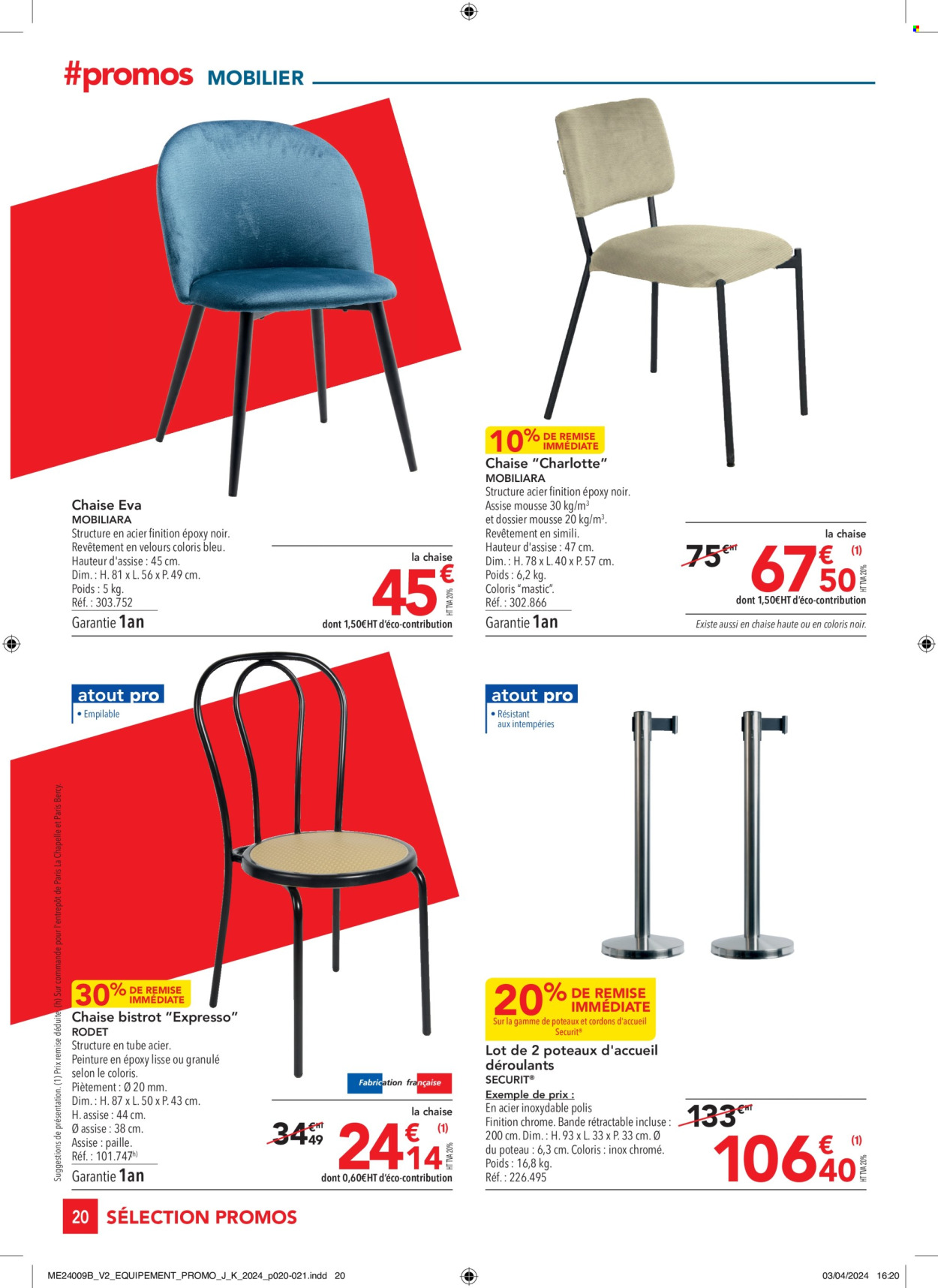 thumbnail - Catalogue Metro - 25/04/2024 - 22/05/2024 - Produits soldés - Expresso, chaise de bar. Page 20.