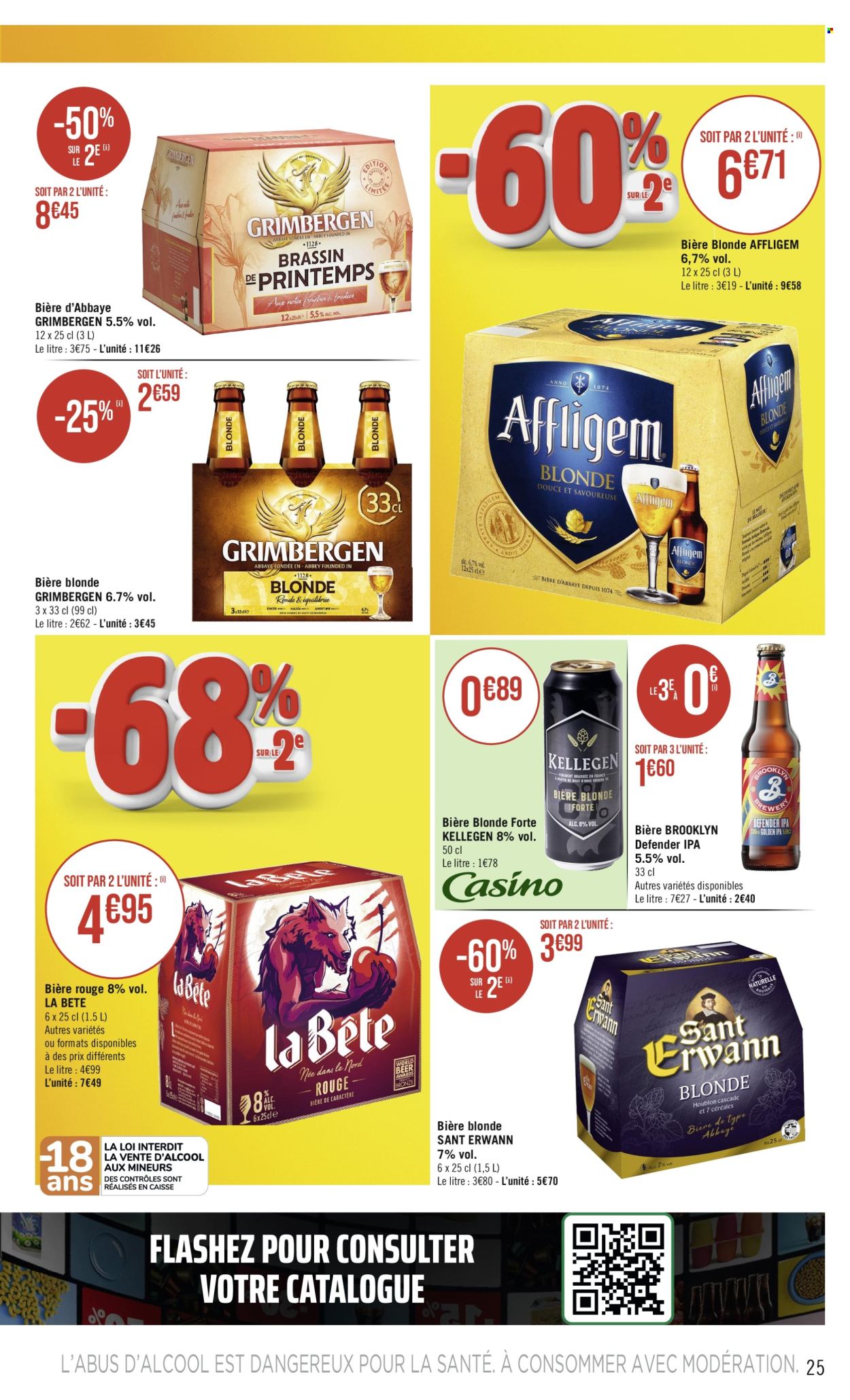 thumbnail - Catalogue Casino hyperFrais - 30/04/2024 - 12/05/2024 - Produits soldés - bière, bière blonde, Grimbergen. Page 25.