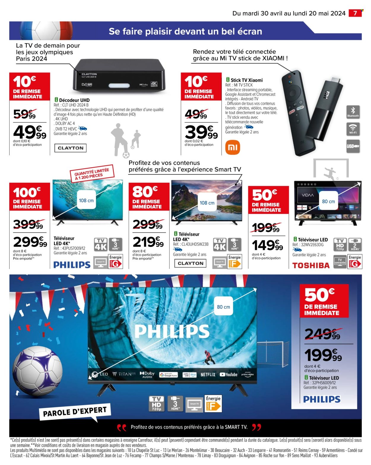 thumbnail - Catalogue Carrefour Hypermarchés - 30/04/2024 - 20/05/2024 - Produits soldés - Xiaomi, téléviseur, Toshiba, téléviseur LED, Philips. Page 9.