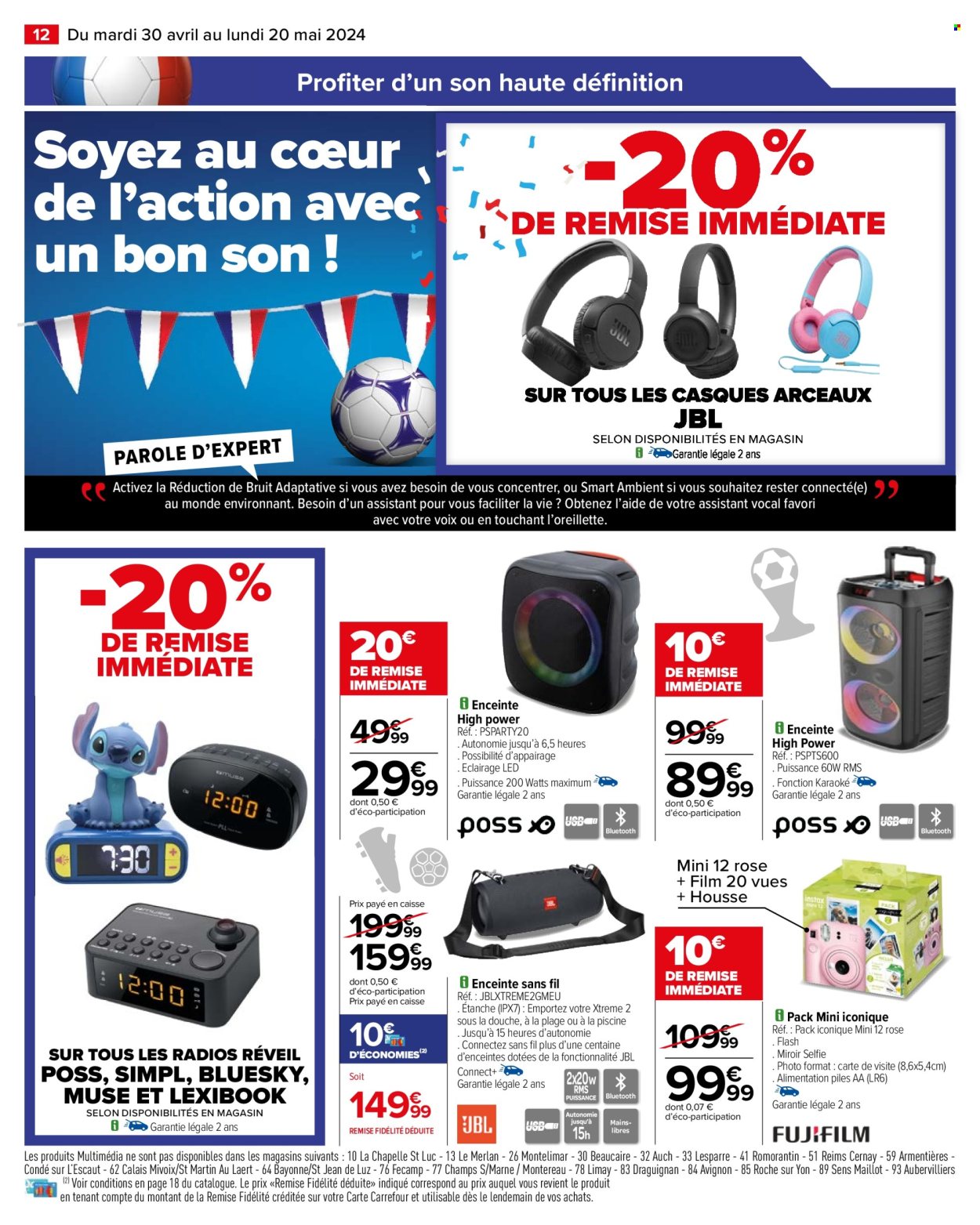 thumbnail - Catalogue Carrefour Hypermarchés - 30/04/2024 - 20/05/2024 - Produits soldés - JBL, enceinte, enceinte bluetooth. Page 14.
