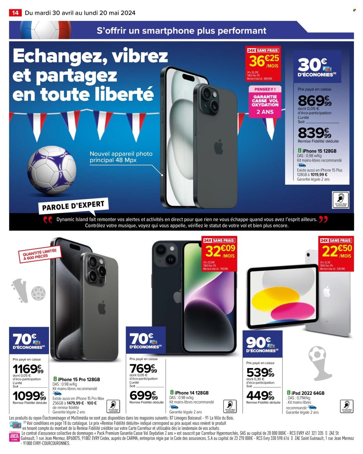 thumbnail - Catalogue Carrefour Hypermarchés - 30/04/2024 - 20/05/2024 - Produits soldés - smartphone, iPhone, Apple, iPad. Page 16.