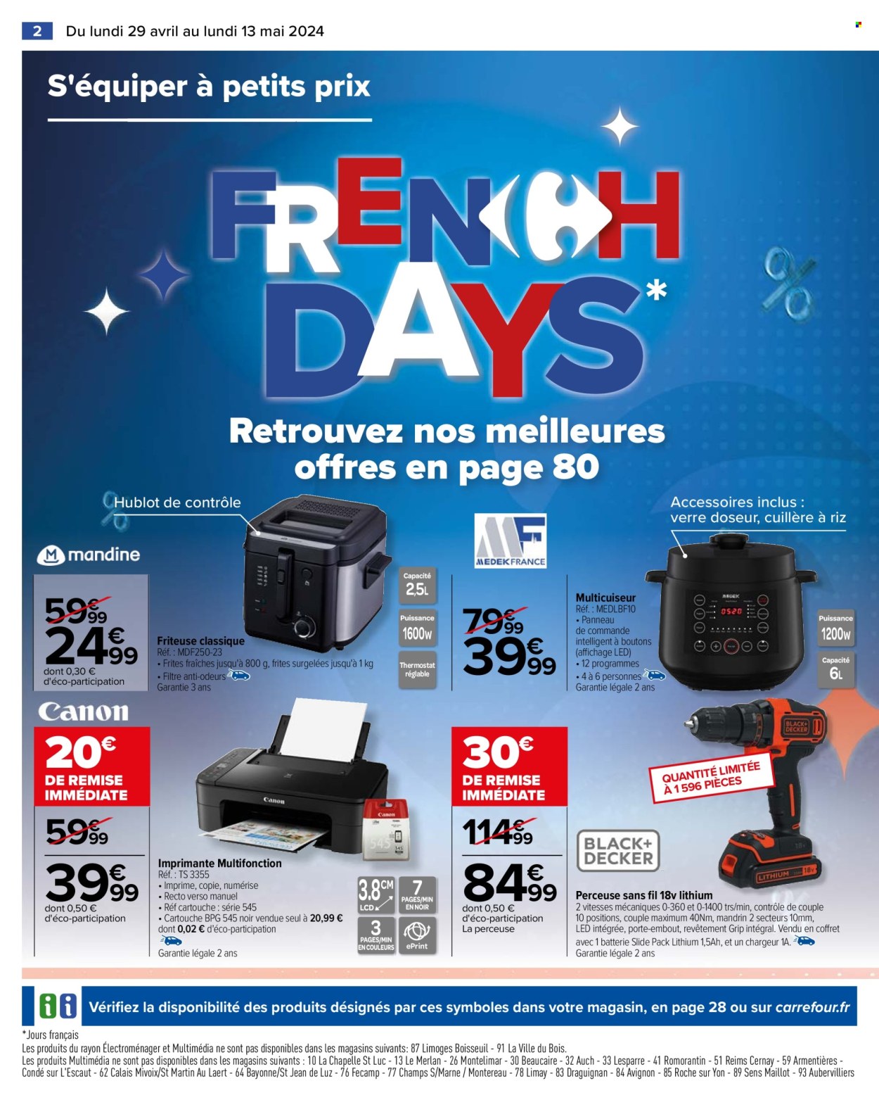 thumbnail - Catalogue Carrefour Hypermarchés - 29/04/2024 - 13/05/2024 - Produits soldés - friteuse, multicuiseur, Canon, imprimante, imprimante multifonctions, perceuse, perceuse sans fil. Page 6.