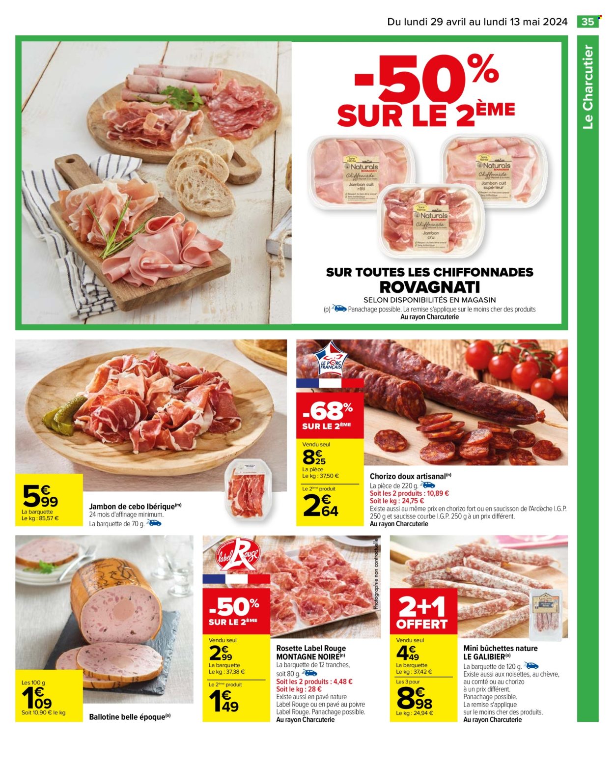 thumbnail - Catalogue Carrefour Hypermarchés - 29/04/2024 - 13/05/2024 - Produits soldés - jambon, chorizo, rosette, salami, saucisse sèche. Page 39.