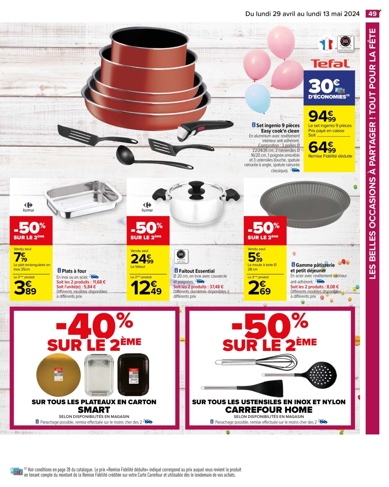 thumbnail - Catalogue Carrefour Hypermarchés - 29/04/2024 - 13/05/2024 - Produits soldés - cook set, plat à four, faitout, ustensiles de cuisine. Page 53.