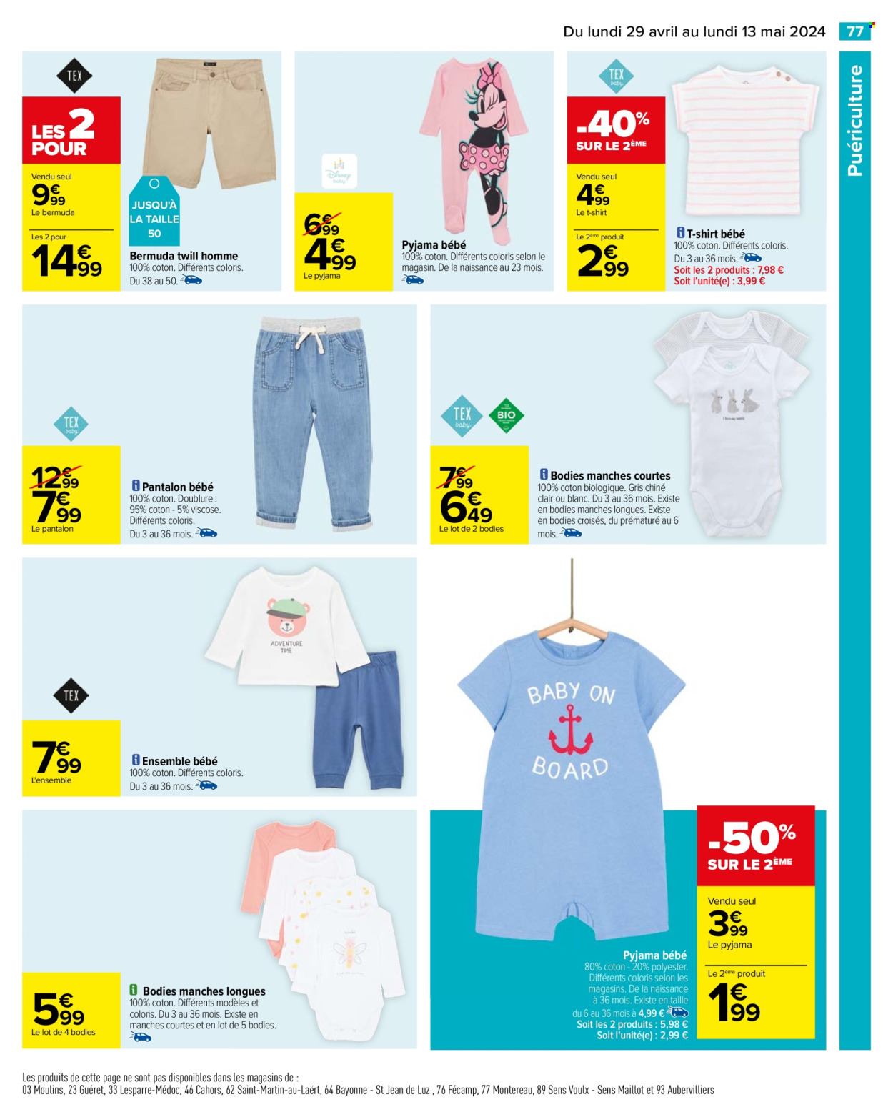 thumbnail - Catalogue Carrefour Hypermarchés - 29/04/2024 - 13/05/2024 - Produits soldés - Disney, pyjama, t-shirt, pantalon, ensemble bébé. Page 81.