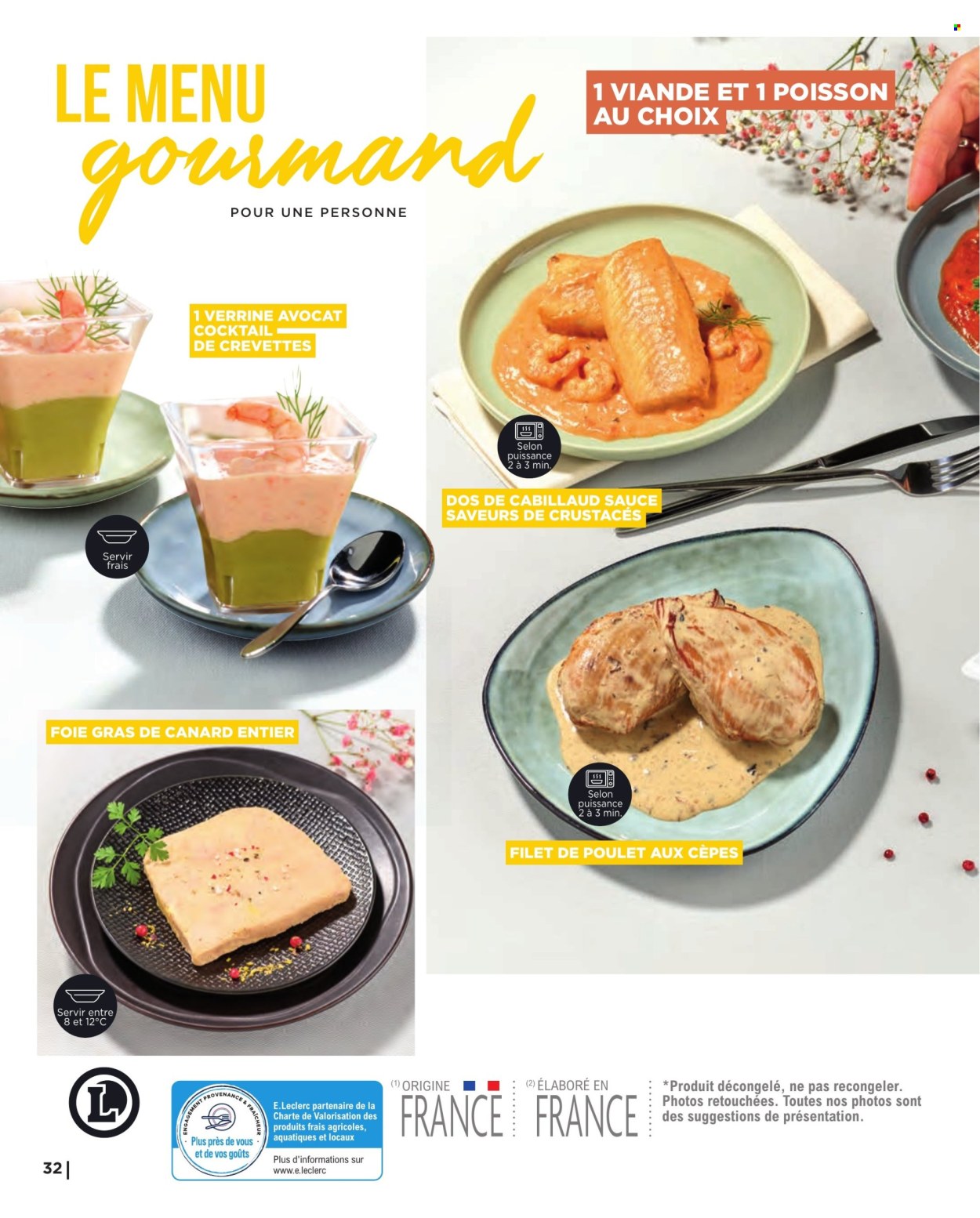 thumbnail - Catalogue E.Leclerc - 06/05/2024 - 31/12/2024 - Produits soldés - viande, filet de poulet, viande de poulet, crevettes, poisson, foie gras, fois gras de canard. Page 32.
