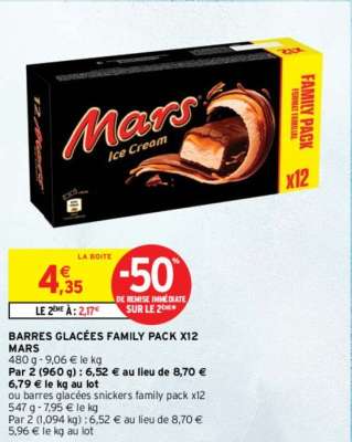 MARS BARRES GLACÉES FAMILY PACK X12 
MARS