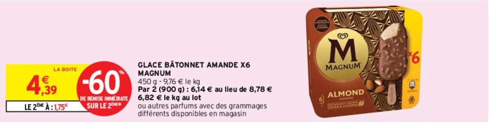 MAGNUM GLACE BÂTONNET AMANDE X6