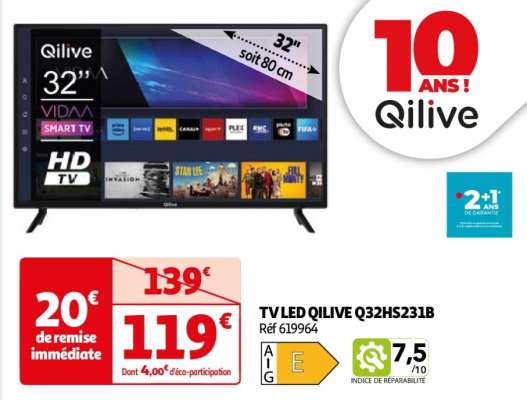 Tv Led Qilive Q32Hs231B - Réf 619964