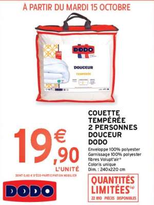 DODO COUETTE TEMPÉRÉE 2 PERSONNES DOUCEUR