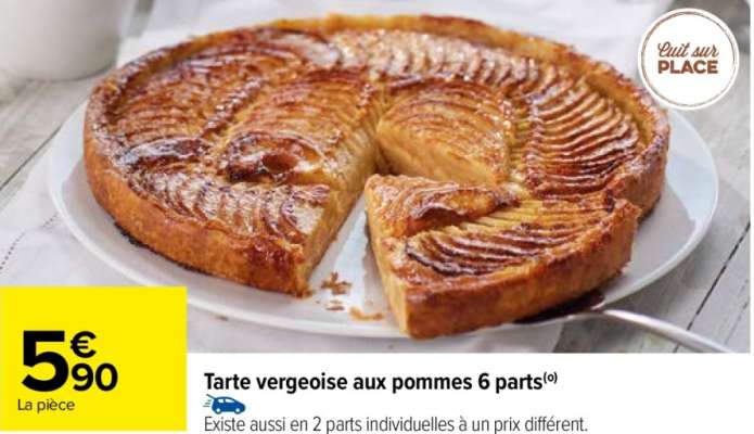 Tarte vergeoise aux pommes 6 parts - PRÉPARÉ PAR NOS PÂTISSIERS (D)