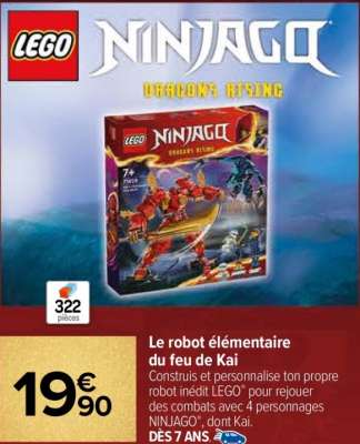 LEGO Le robot élémentaire du feu de Kai - Construis et personnalise ton propre robot inédit LEGO® pour rejouer des combats avec 4 personnages NINJAGO®, dont Kai. Dès 7 ans.