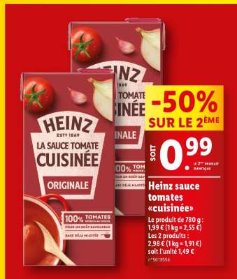 Heinz sauce tomates «cuisinée»