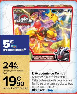 POKEMON L' Académie de Combat - Apprenez à jouer à Pokémon ! Cette boîte est idéale pour jouer en famille ou entre amis au plus célèbre des jeux de cartes ! 
Dès 6 ans