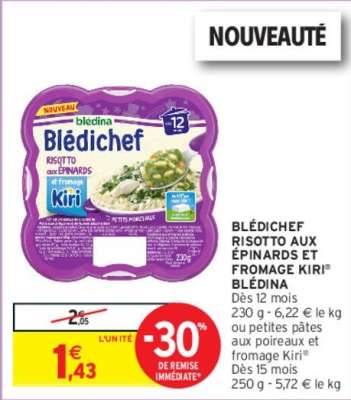 BLÉDINA BLÉDICHEF RISOTTO AUX ÉPINARDS ET FROMAGE KIRI®