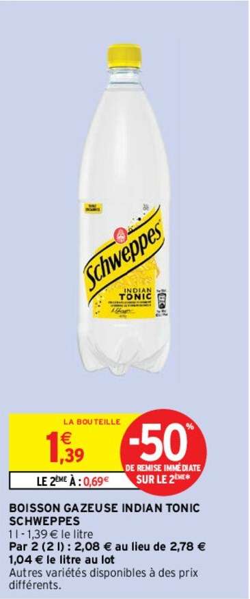 SCHWEPPES BOISSON GAZEUSE INDIAN TONIC