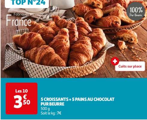 5 Croissants + 5 Pains Au Chocolat Pur Beurre - 500 g