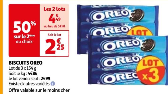 Biscuits Oreo - Lot de 3 x 154 g