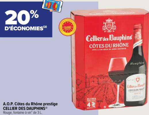 CELLIER DES DAUPHINS® A.O.P. Côtes du Rhône prestige - Rouge, fontaine à vin® de 3 L.