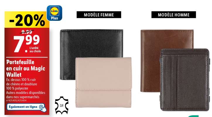 Portefeuille en cuir ou Magic Wallet