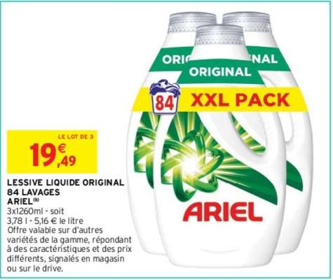 ARIEL LESSIVE LIQUIDE ORIGINAL 84 LAVAGES