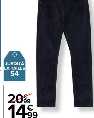 TEX Pantalon velours homme - 98% coton - 2% élasthanne. Marine ou anthracite. Du 38 au 54.
 Du mardi 5 au dimanche 24 novembre