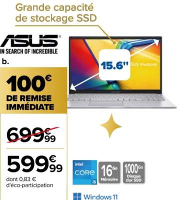 ASUS Ordinateur portable - 15.6'' - Ref : AS R1504ZA-NJ1033W I5.  • Processeur Intel®Core™ I5-1235U