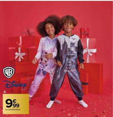 DISNEY Combinaison enfant - 100% polyester. Différents coloris. Du 3/4 au 11/12 ans.