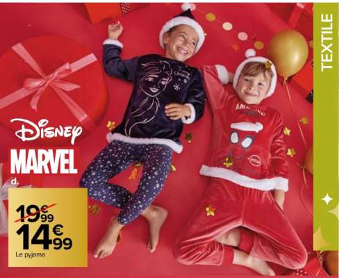 DISNEY Pyjama enfant - 95% polyester - 5%  élasthanne. Différents coloris. Du 2/3 au 13/14 ans.