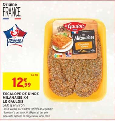 LE GAULOIS ESCALOPE DE DINDE MILANAISE X4