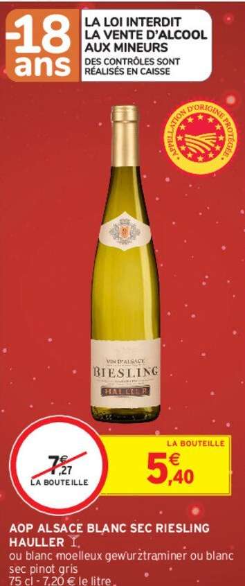 HAULLER AOP ALSACE BLANC SEC RIESLING