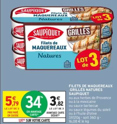 SAUPIQUET FILETS DE MAQUEREAUX GRILLÉS NATURES