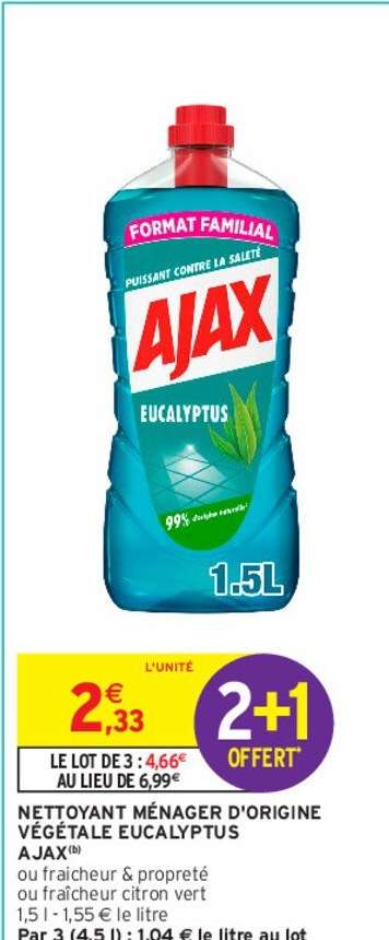 AJAX NETTOYANT MÉNAGER D'ORIGINE VÉGÉTALE EUCALYPTUS